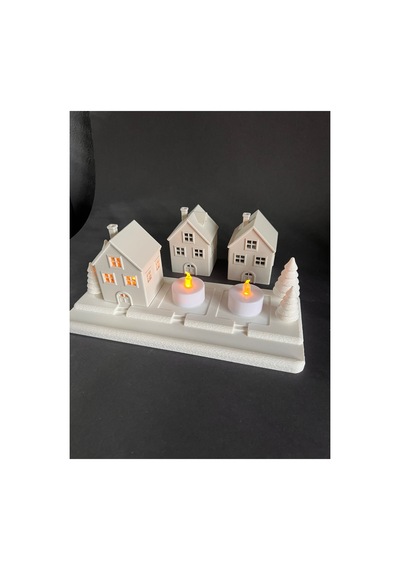 Yılbaşı Christmas Led Işıklı 3'lü Ev Dekorasyon Kış Manzaralı Ledli Kış Evleri Led Mumlar Hediye