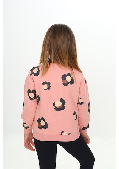 Toontoy Kız Çocuk Pano Baskılı Sweatshirt Koyu Pudra