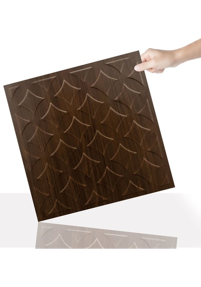3 Boyutlu Duvar Paneli Kabartmalı Retro Desen Pvc 41x41 Cm/ 6 Adet /1 M² Teak