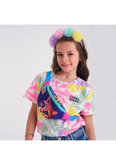Coral High Kids Mor Pembe Kedi Deseneli Bel Çantası 12604 Pembe - Mor