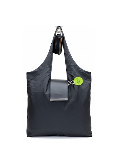 Kapsül Çanta Omuz Çantası Alışveriş Çantası Shopping Bag İnce Paraşüt Kumaş Siyah