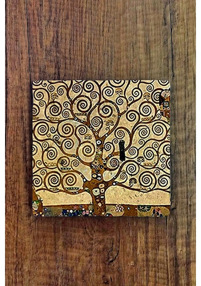 Doğaltaş Bardak Altlığı 10x10x1cm - Gustav Klimt Eseri Baskılı Tekli - Stone Coasters Çok Renkli