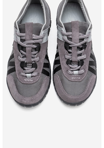Fıera Gri Siyah Hakiki Deri Fileli Kadın Günlük Sneaker Gri - Siyah