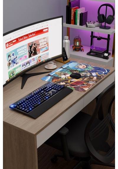 Konosuba Kaymaz Dikişli Kauçuk Oyuncu Mousepad V3 - 48x40 Xl Gaming Mouse Pad Fare Altlığı