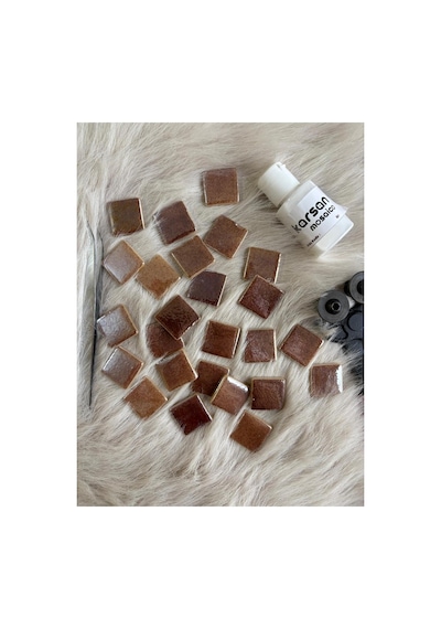 Sanatsal Mozaik Metalik Kahve 2,5x2,5cm Mozaik Sanatı Malzeme 100gr