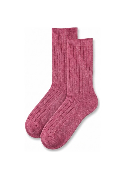 Lykos Kadın Gül Pembe Kaşmir Karışım Fitilli Soket Çorap 2'li Paket