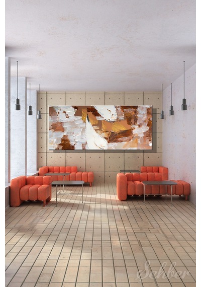 Kanvas Tablo Panoramik Yatay Tekli Salon Mutfak Yatak Odası Ofis Soyut Yağlı Boya Efekt 770