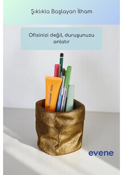 Kalemlik Masa Kalemliği Organizer Kalemlik Altın Eskitme Renk Model 80 Çok Renkli