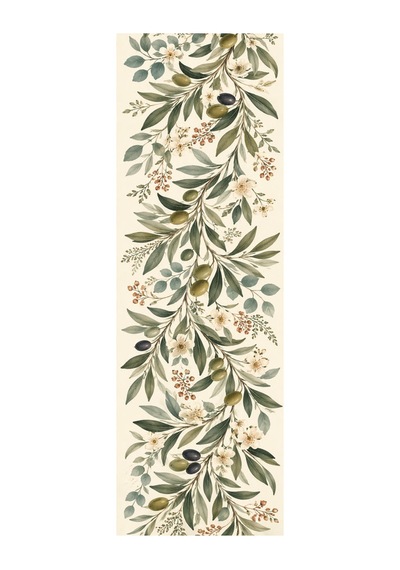 Kartela Halı Zeytin Bahçesi Zeytin Krem Koridor Mutfak Yolluk Halısı Kaymaz Taban 80x240 Cm