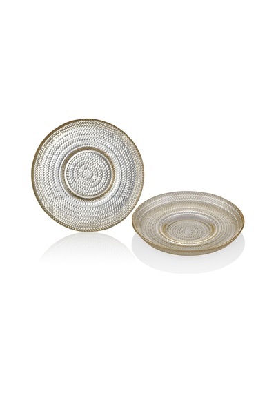 Sarı Lawrence Cam Çay Tabağı Seti, 11,5x2 Cm, 6 Parça, Desenli Diğer