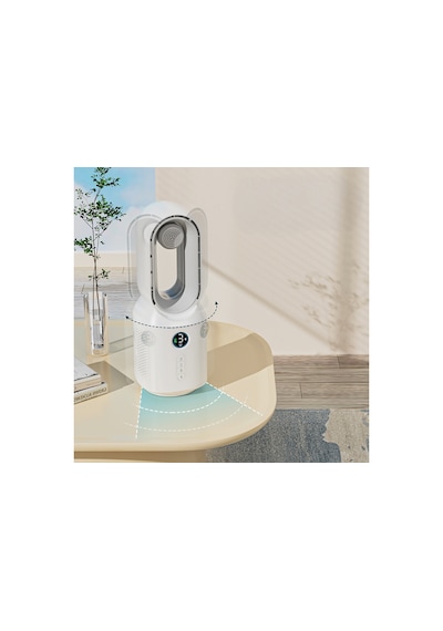Hepu Hp-f29 360 Döner Pervanesiz Usb Şarjlı Masaüstü Fan Bluetooth Hoparlörlü Led Gece Lambalı Dijital Ekranlı 4000mah
