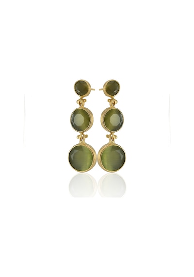 Kadir Jewellery 22 Ayar Altın Kaplama Vintage Küpe -el İşçiliği Ve Hipoalerjenik Küpe Altın - Zeytin Yeşili 03842643