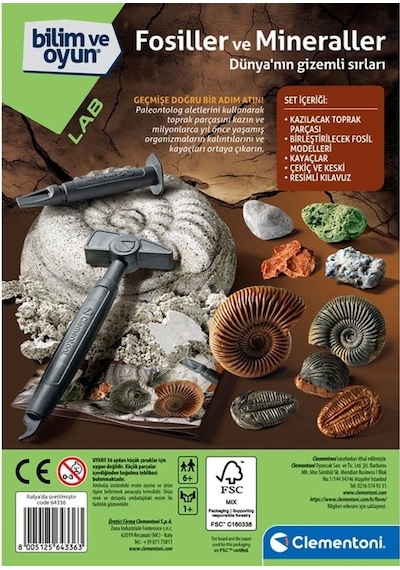 64336 Bilim Ve Oyun - Fosiller Ve Mineraller Kazı Seti