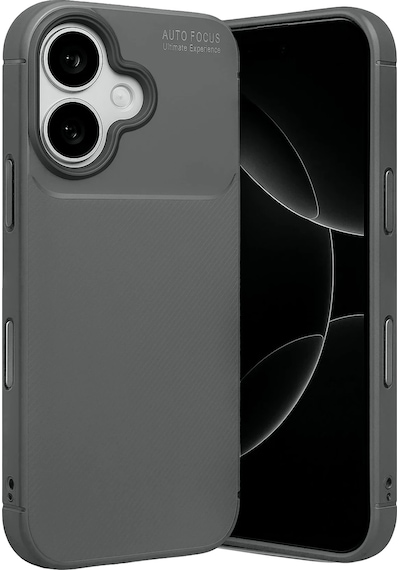 Apple Uyumlu iPhone 17 Kılıf Karbon Silikon Case Kapak Gri
