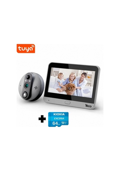 Yeco Pd-20 Akıllı Görüntülü Kapı Dürbünü, Kioxia 64gb Micro Sd Kart Dahil Genel