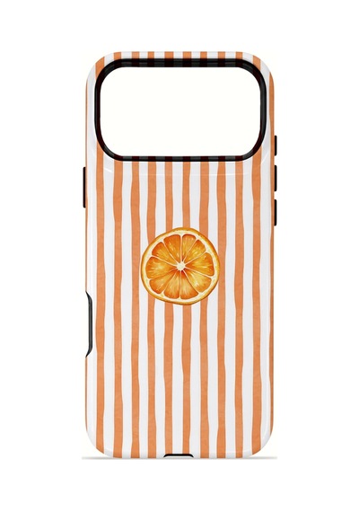 Apple iPhone Uyumlu 17 Pro Max Vorian Çift Katmanlı Magsafe Kılıf Orange Slice Stripe