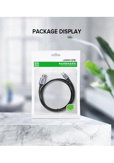 Ugreen 2.4A Micro USB Örgülü Data ve Hızlı Şarj Kablosu Beyaz 1 Metre