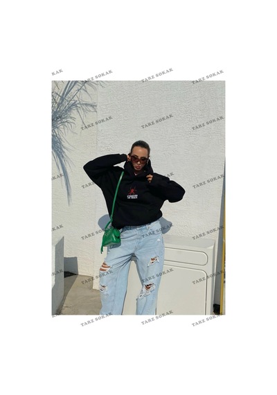 Tarzsokak Y2k Unisex Spirit Sweatshirt Hoodie Kod 1917 Siyah