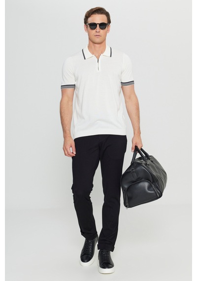 AC&Co / Altınyıldız Classics Erkek Beyaz %100 Pamuk Standart Fit Normal Kesim Polo Yaka Armürlü Triko Tişört Beyaz AC&Co / Altınyıldız Classics Erkek Beyaz %100 Pamuk Standart Fit Normal Kesim Polo Yaka Armürlü Triko Tişört Beyaz