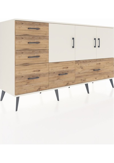 Kronos Konsol 4 Raflı 6 Çekmeceli 3 Kapaklı 176x59x99 Aytaşı-ayta Aytaşı-aytaşı/çam