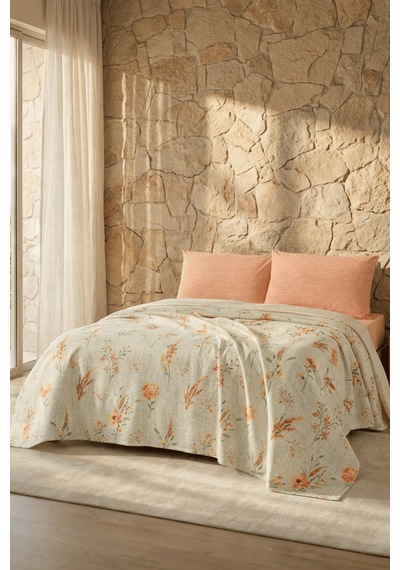 La Notte Autumn Garden Çift Kişilik 4 Parça Pike Takımı 210x230 + 160x200 + 2/50x70 Cm Çok Renkli