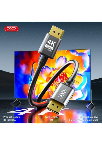 Delux Serisi Dp To Dp 4k 3m Data Veri Aktarım Bağlantı Kablosu Gb018a Donanım Aksesuar Oyuncu