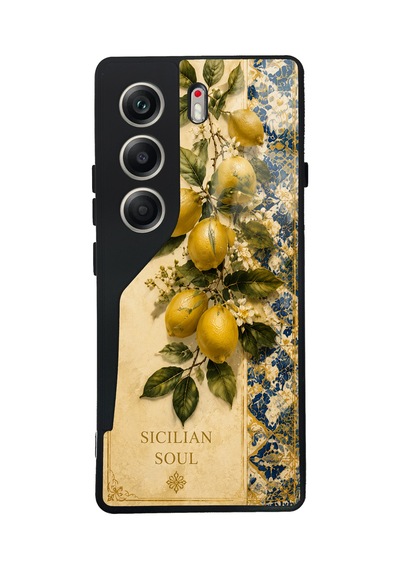 Tecno Camon 40 Sicilian Lemon Garden Tasarımlı Glossy Telefon Kılıfı Sarı