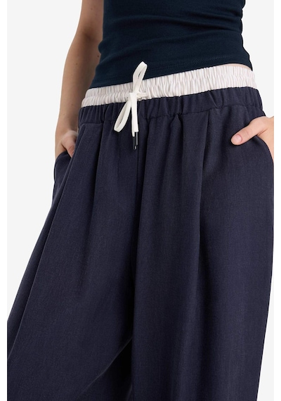 Defacto Baggy Fit Çift Cepli Normal Bel Standart Boy Tensel Pantolon F9743ax25hsnv200 Lacivert