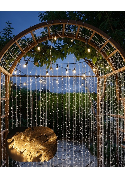 4 Metre Icicle Şelale Led Perde Sarı Işık Uczzzksaçaklı4metreperdeled-2 Çok Renkli
