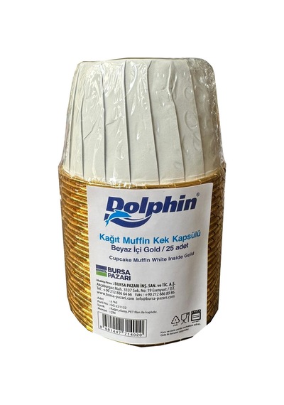 Dolphin Muffin Kağıt Karton Altın Beyaz Cupcake Kek Kalıbı Kapsülü Kabı - 25 Adetlik 3 Paket