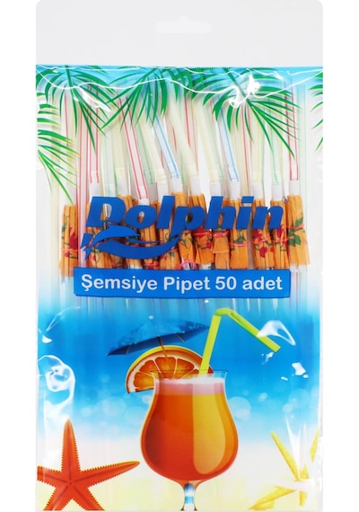 Körüklü Plastik Şemsiye Pipet - 50 Adet