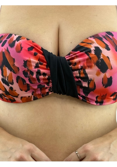 Büyük Beden Desenli Sabit Kaplı Toparlayıcı Yüksek Bel Kadın Bikini Takım Leopar