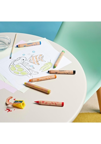 Carioca 3in1 Jumbo Bebek Ahşap Gövdeli Boya Kalemi 6'lı ve Kalemtraş