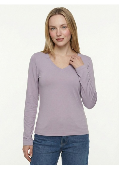 Slim Crop Fit Kadın Tshirt U.kol Lavender