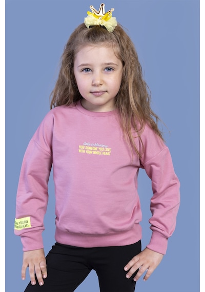 Toontoy Kız Çocuk Baskılı Sweatshirt Gülkurusu