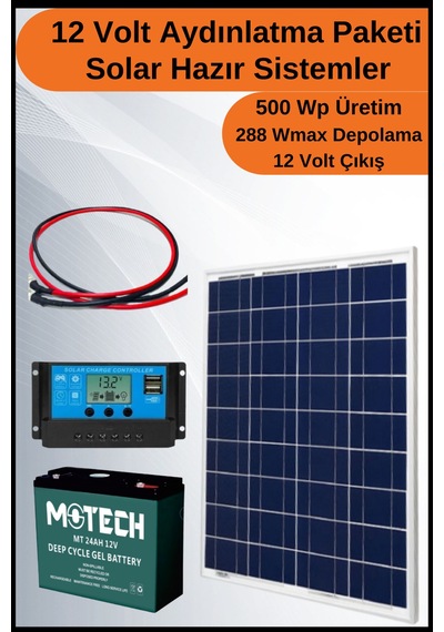 Aydınlatma Trenta Solar Paket 12 Volt-500wp