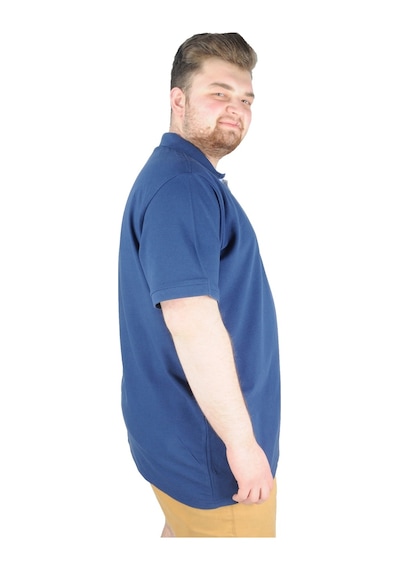 Mode Xl Battal Beden Erkek Tshirt Polo Yaka Nakışlı Klasik Pike 20553 Indigo 001