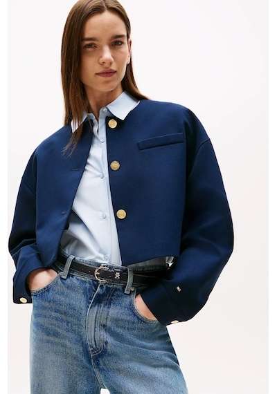 Tommy Hilfiger Kadın Punto Kumaş Kısa Mavi Blazer Ceket Ww0ww46519c1g Mavi