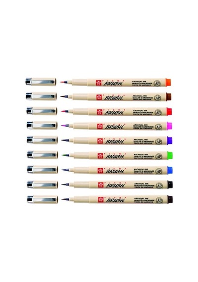 Tr Poxsdkbr9 Fırça Kalemi Pıgma Brush, 9'lu Kılıf, Çeşitli Renklerde, 9 Adet Tekli Paket Genel