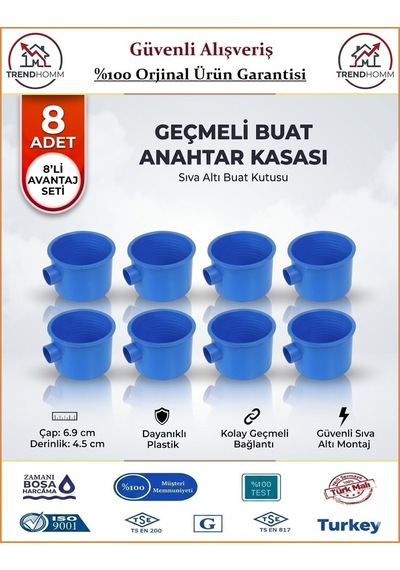 Trendhomm Anahtar Kasası - Geçmeli Halojen Free Alev Yaymayan Kasa - 8 Adet