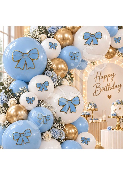 Mavi Gold Fiyonk Balon Süsü 28 Li Çok  Renkli