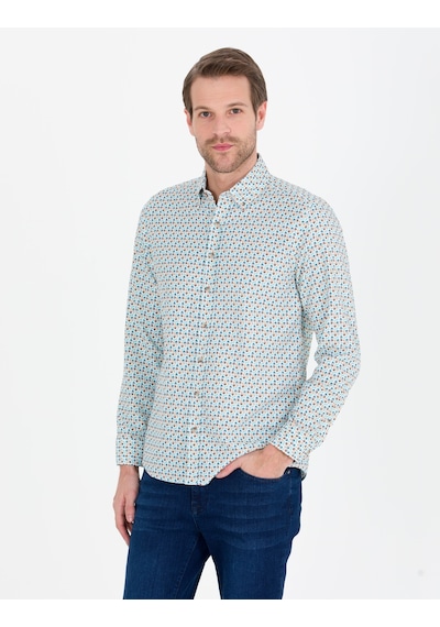 Pierre Cardin Erkek Aqua Desenli Gömlek 50264910-vr007 Mavi