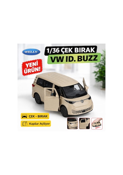 1/36 Çek Bırak Volkswagen Id. Buzz Die-cast Model Araba Açılır Kapılı - Krem