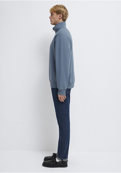 Mavi - Yarı Fermuarlı Mavi Basic Sweatshirt 0s10419-80889 Mavi