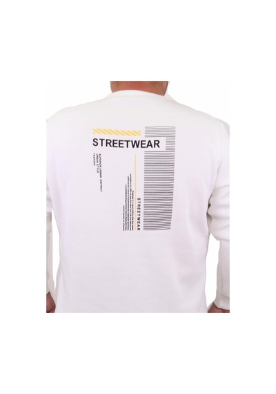 Moc Grande Mocgrande Erkek Büyük Beden Sıfır Yaka Sweat Streetwear 23206 Ekru