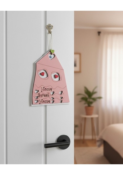 Home Sweet Home Ahşap Kapı Süsü - Nazar Boncuklu Ve Kalp Detaylı Duvar Dekoru - Yeni Ev Hediyesi