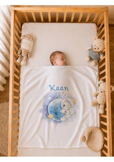 Pia Baby İsme Özel Erkek Bebek Yenidoğan Hastane Çıkışı %100 Pamuk Organik Baskılı Battaniyeli Tulum Set 2093btyx Krem