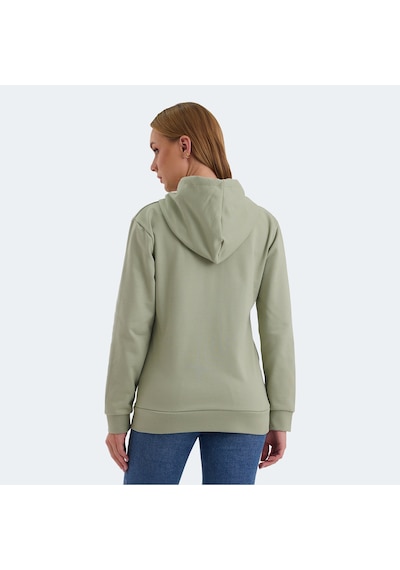 Slazenger KATYA Kadın Fermuarlı Kapüşonlu Cepli Yeşil Sweatshirt