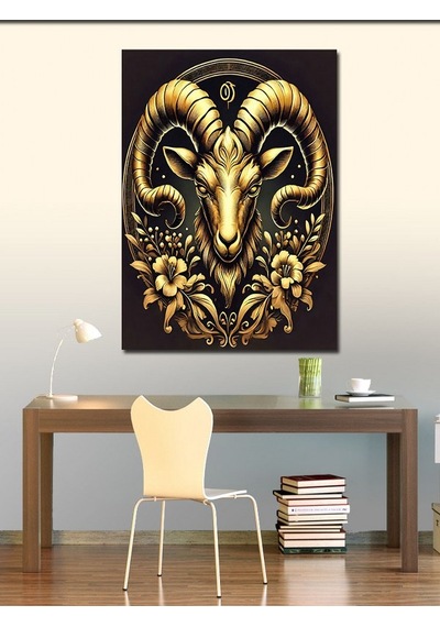 Kanvas Tablo Altın Koç Burcu Motifi 50cmx70cm