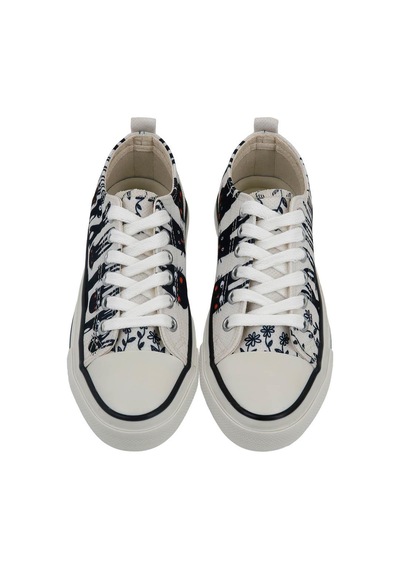 Kadın Vegan Beyaz Sneakers - Line Of Rabbits Tasarım Çok Renkli